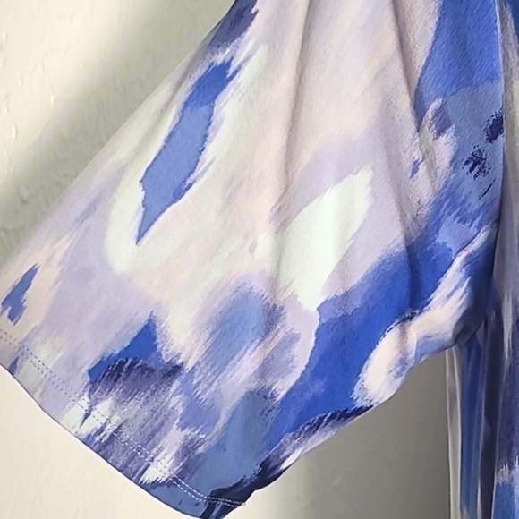 LOGO Blue & White Patterned Midi-Dress with Side Pockets, Size Large - Picture 5 of 11